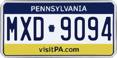 PA license plate MXD9094