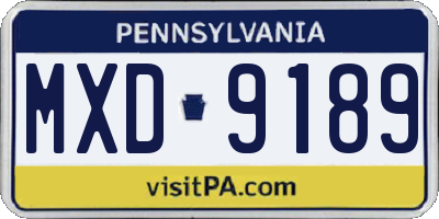 PA license plate MXD9189