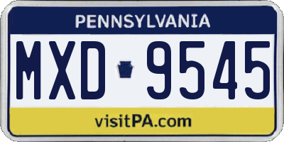 PA license plate MXD9545