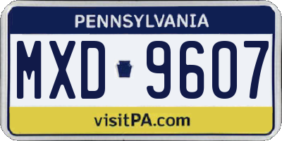 PA license plate MXD9607