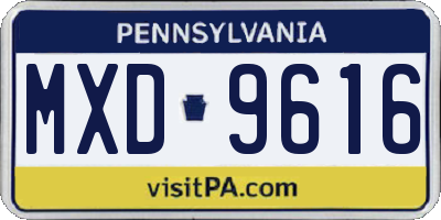 PA license plate MXD9616