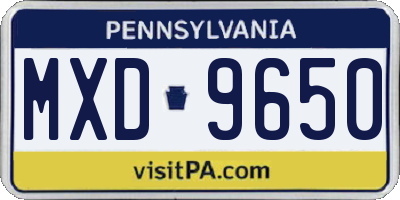PA license plate MXD9650