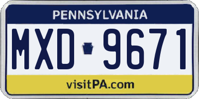 PA license plate MXD9671