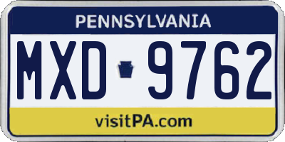 PA license plate MXD9762