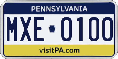 PA license plate MXE0100