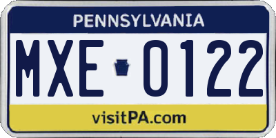 PA license plate MXE0122