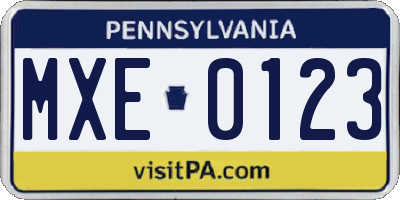 PA license plate MXE0123