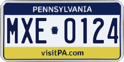 PA license plate MXE0124
