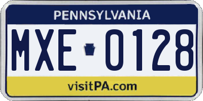 PA license plate MXE0128