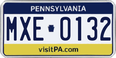 PA license plate MXE0132