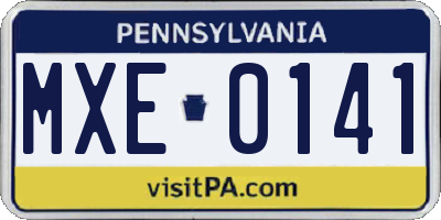 PA license plate MXE0141