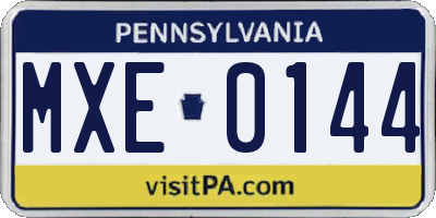 PA license plate MXE0144