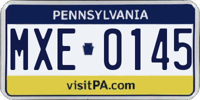 PA license plate MXE0145
