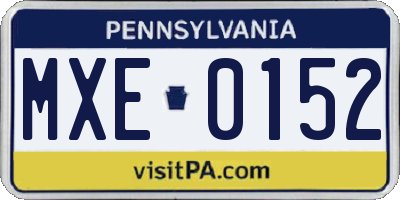 PA license plate MXE0152