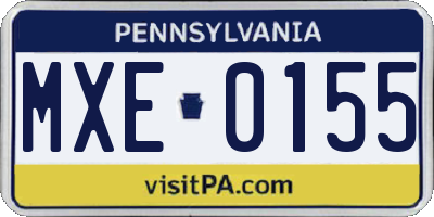 PA license plate MXE0155