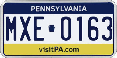 PA license plate MXE0163
