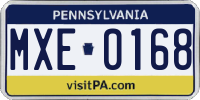 PA license plate MXE0168