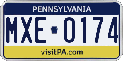 PA license plate MXE0174