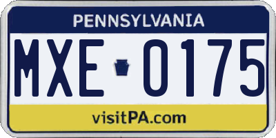 PA license plate MXE0175