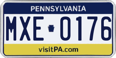 PA license plate MXE0176