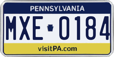 PA license plate MXE0184