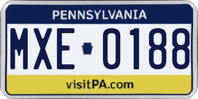 PA license plate MXE0188
