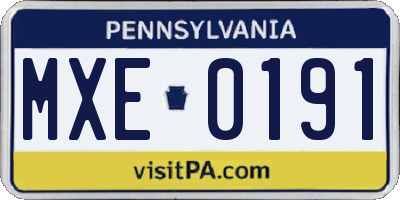PA license plate MXE0191
