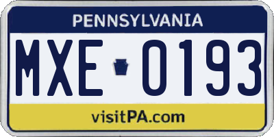 PA license plate MXE0193