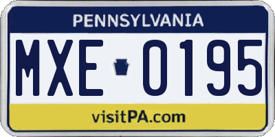 PA license plate MXE0195