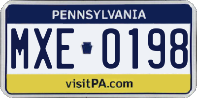 PA license plate MXE0198