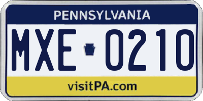 PA license plate MXE0210