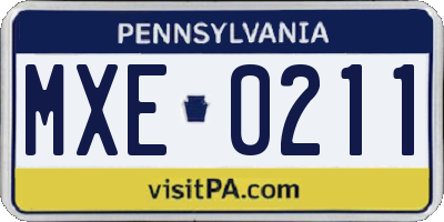 PA license plate MXE0211