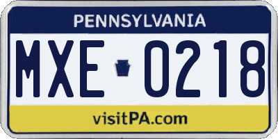 PA license plate MXE0218