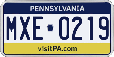 PA license plate MXE0219