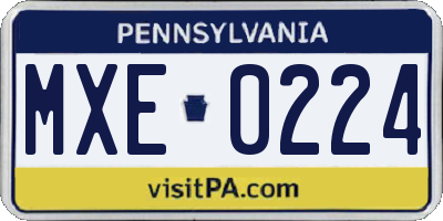 PA license plate MXE0224