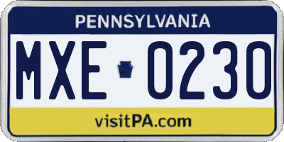 PA license plate MXE0230