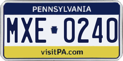 PA license plate MXE0240