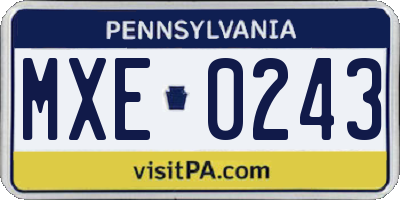 PA license plate MXE0243