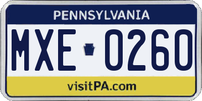 PA license plate MXE0260