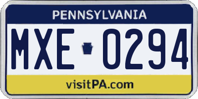PA license plate MXE0294