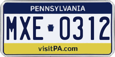 PA license plate MXE0312