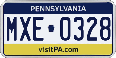 PA license plate MXE0328