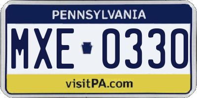 PA license plate MXE0330