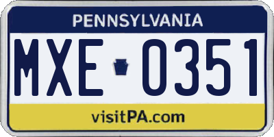 PA license plate MXE0351