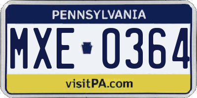 PA license plate MXE0364