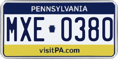 PA license plate MXE0380