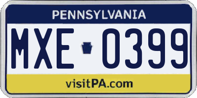 PA license plate MXE0399