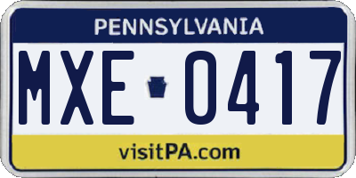 PA license plate MXE0417