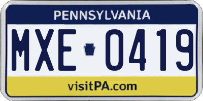 PA license plate MXE0419