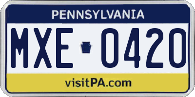 PA license plate MXE0420